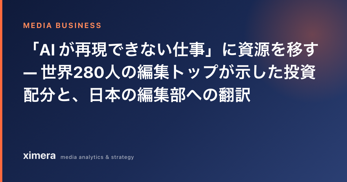 「AI が再現できない仕事」に資源を移す — 世界280人の編集トップが示した投資配分と、日本の編集部への翻訳